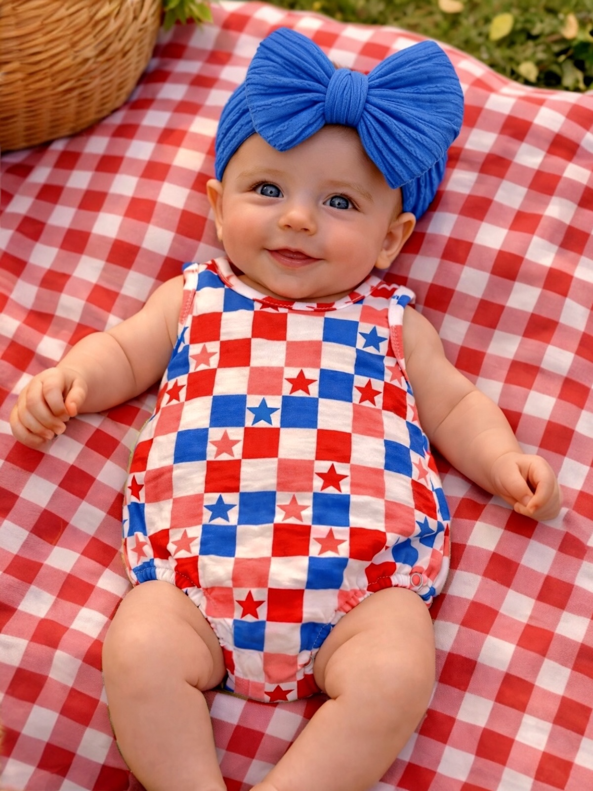 Red, White, Blue & Pink Checkerboard / Organic Dune Bubble