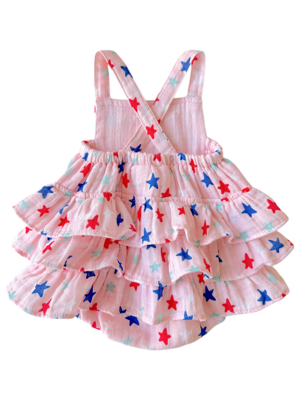 Splendid Stars Pink / Muslin Ruffle Sunsuit