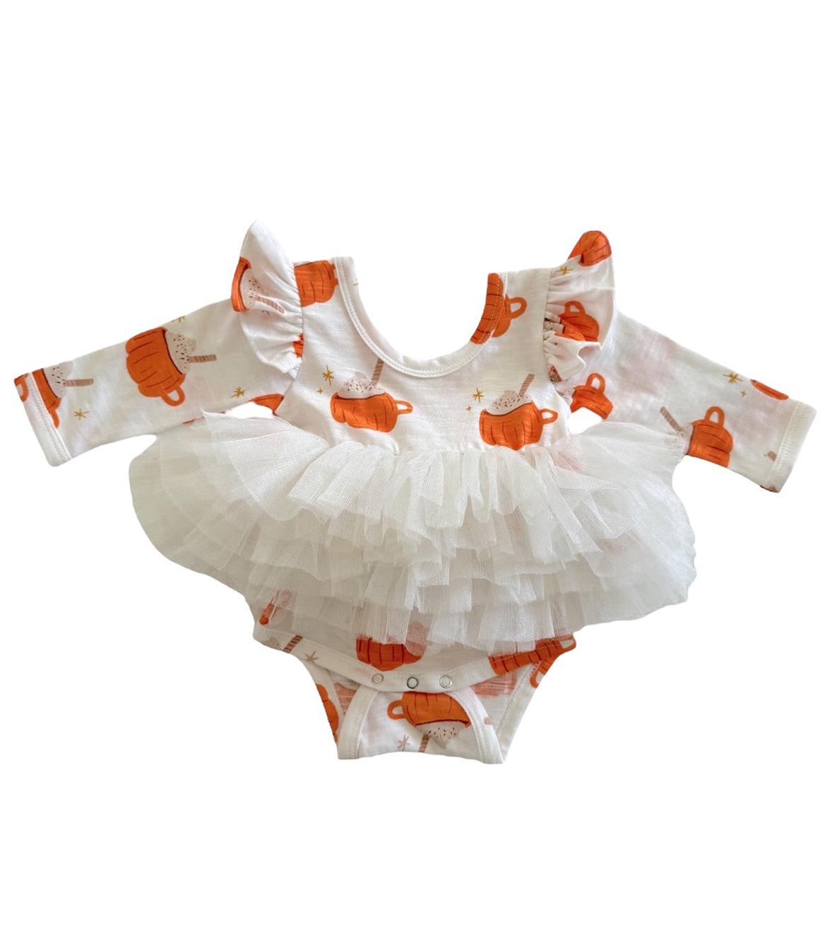 Pumpkin Mug / Organic Long Sleeve Tutu Bodysuit