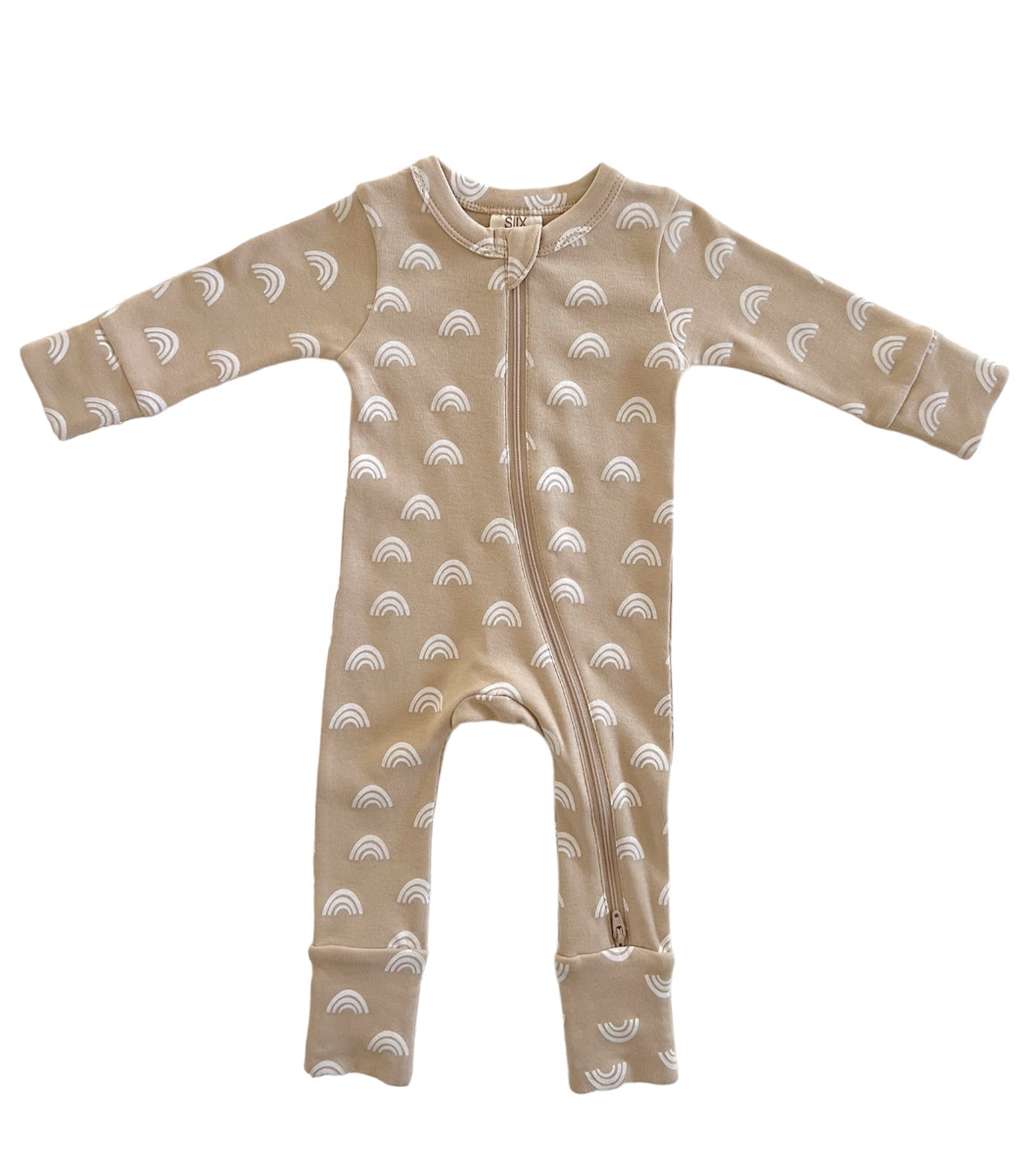 Tan Rainbow / Organic 2-Way Zip Romper