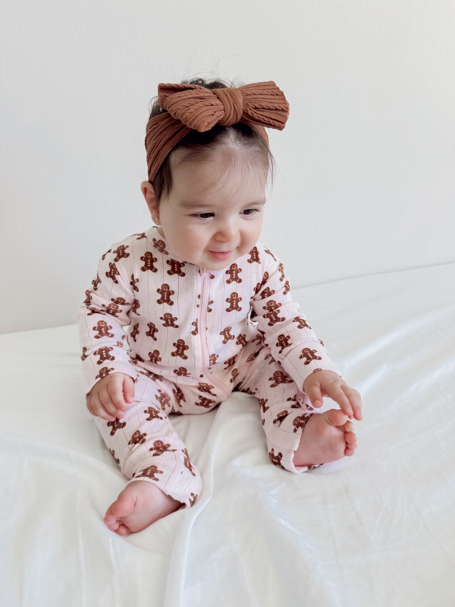 Blush Gingerbread / Organic Pointelle 2-Way Zip Romper