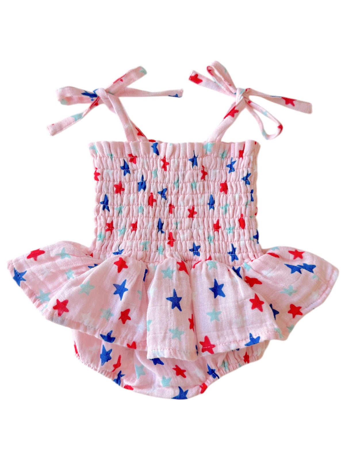 Splendid Stars Pink / Muslin Smocked Bubble w/ Skirt