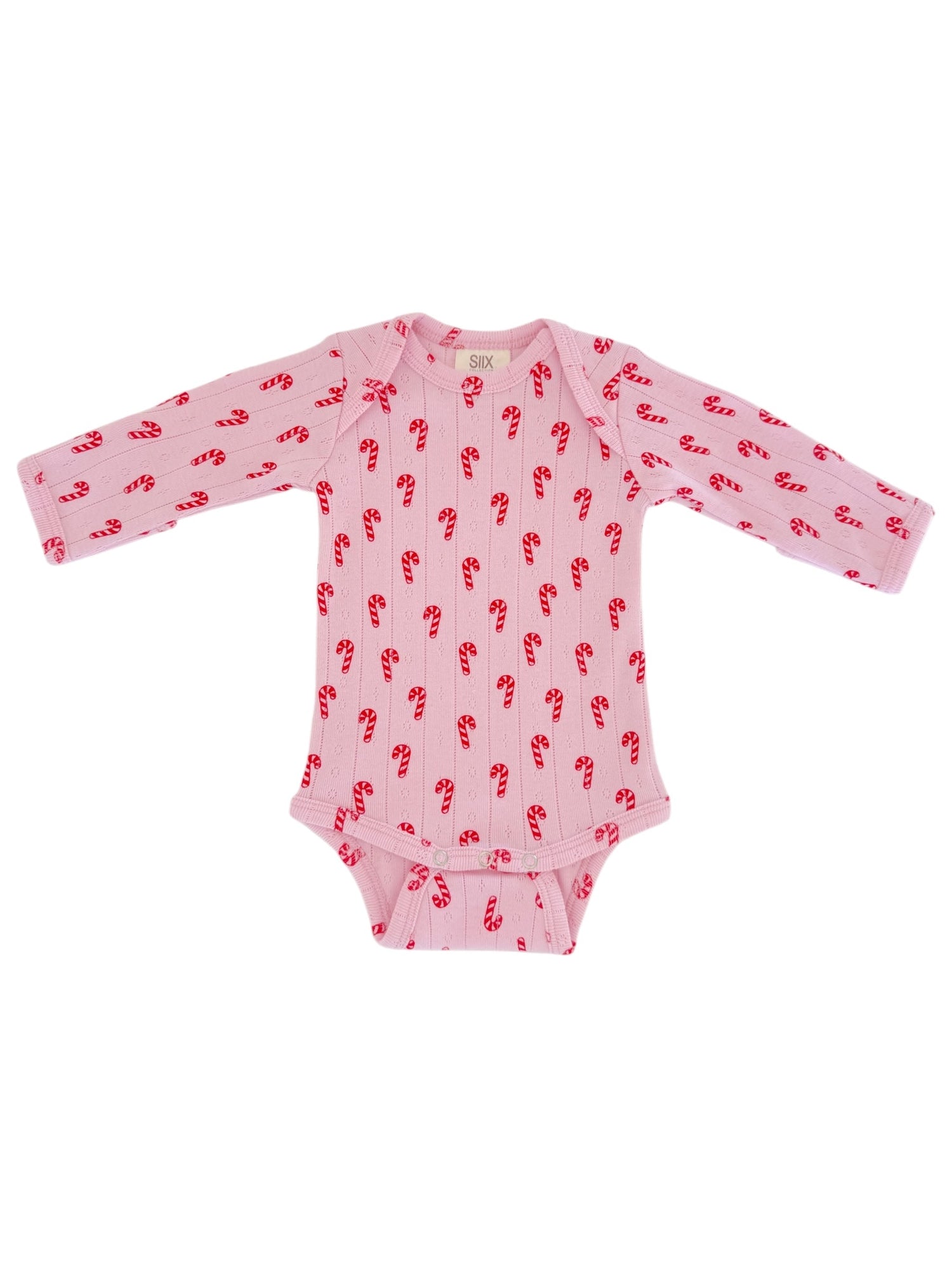 Pink Candy Cane / Organic Pointelle Long Sleeve Bodysuit
