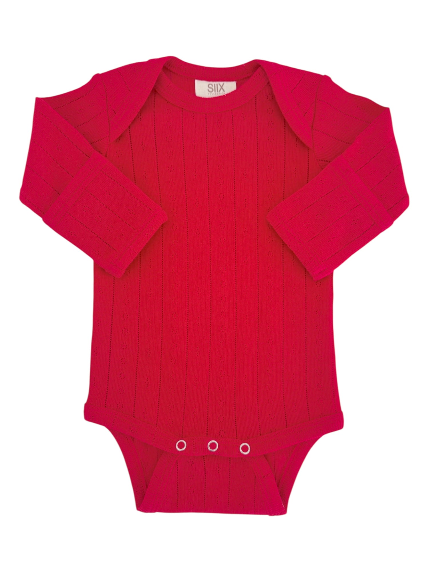Red / Organic Pointelle Long Sleeve Bodysuit