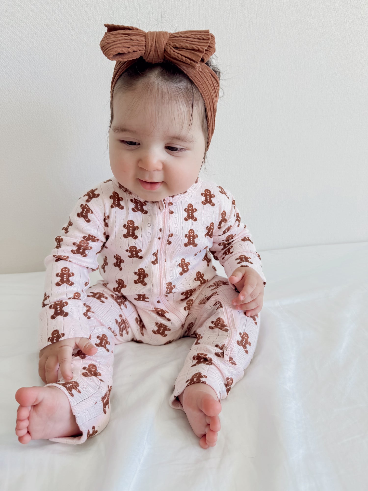 Blush Gingerbread / Organic Pointelle 2-Way Zip Romper