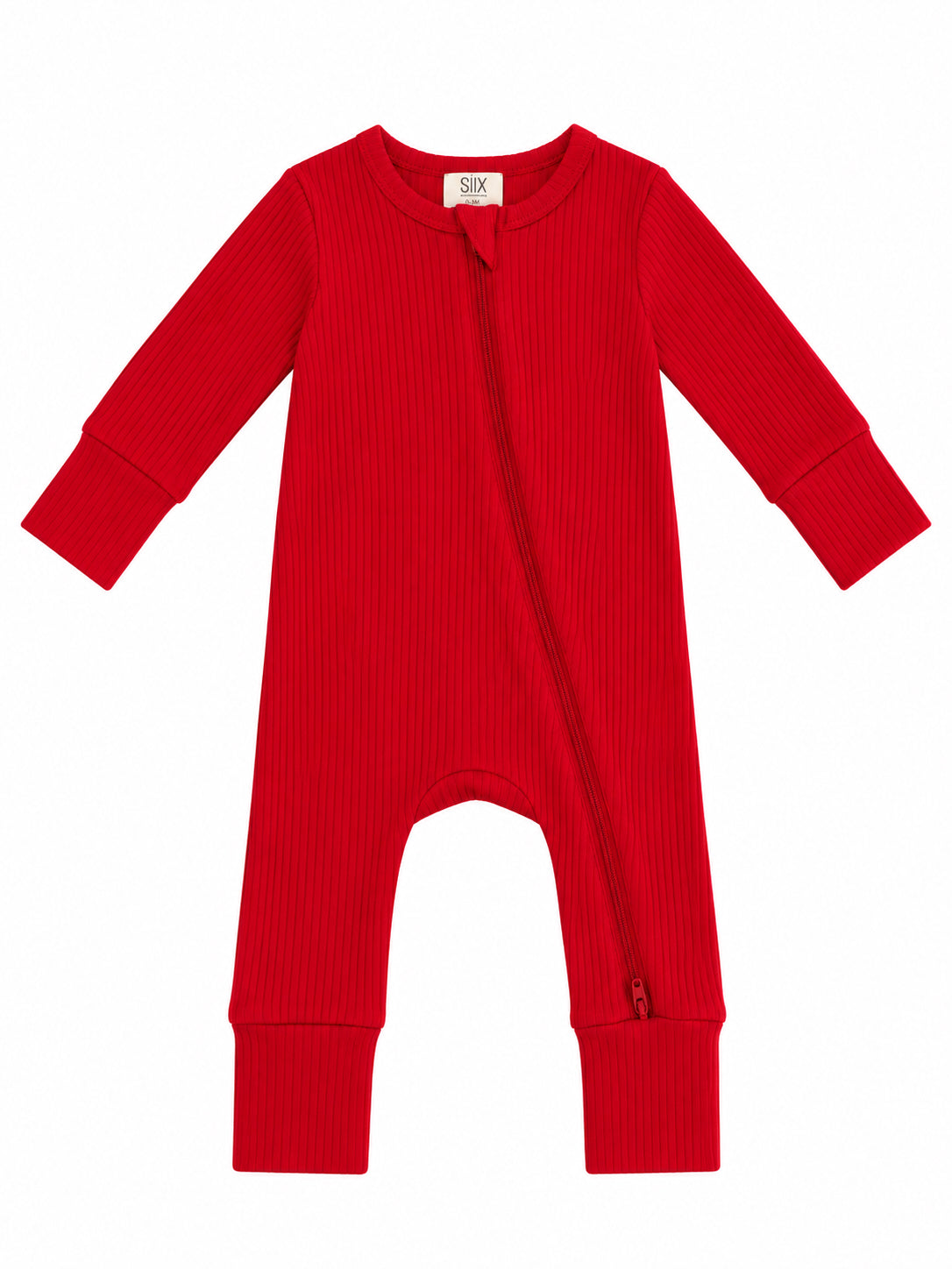 Red / Ribbed 2-Way Zip Romper