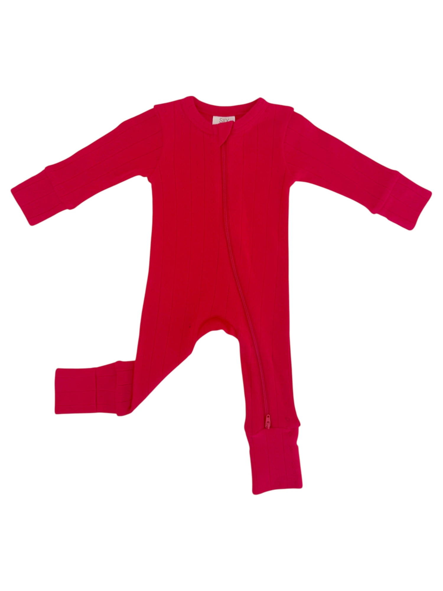 Red / Organic Pointelle 2-Way Zip Romper
