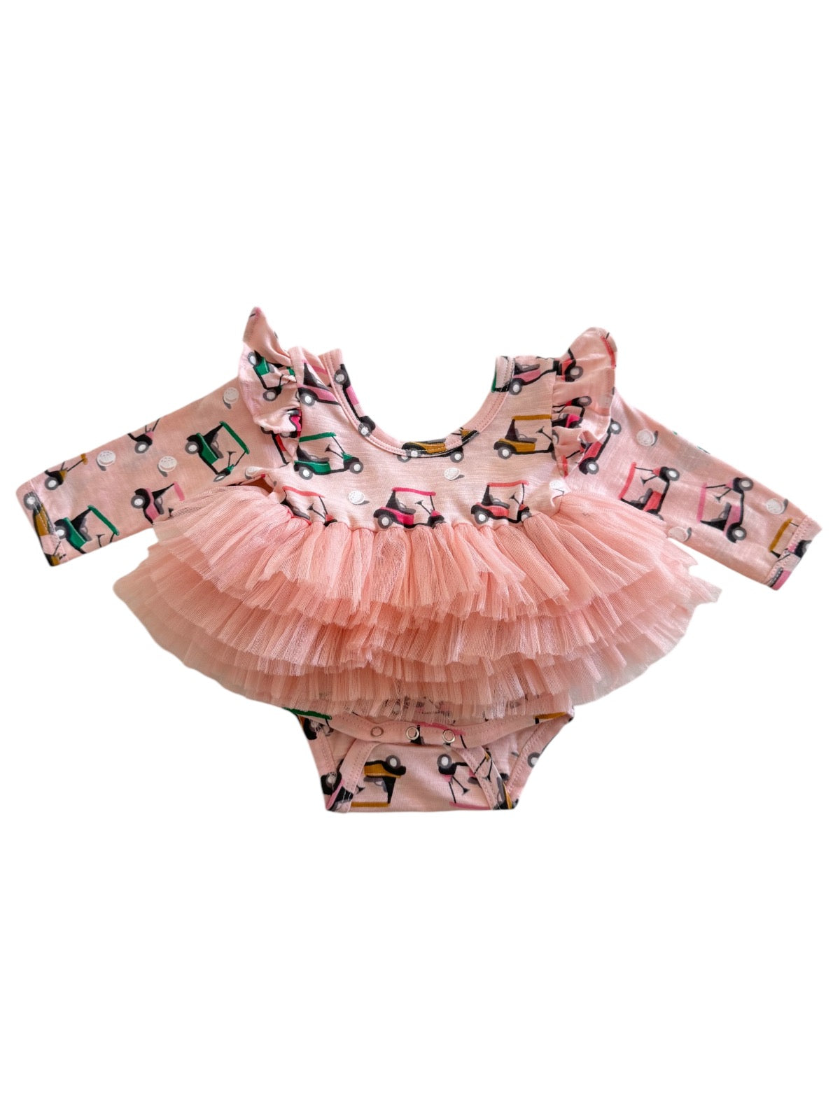 Golf Cart Pink / Organic Long Sleeve Tutu Bodysuit