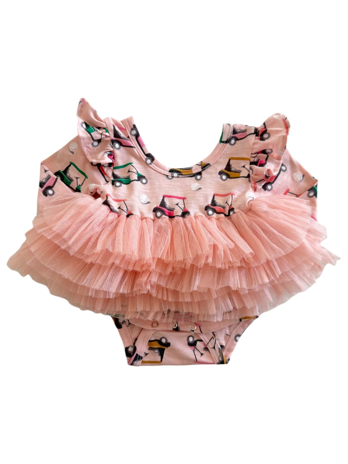 Golf Cart Pink / Organic Long Sleeve Tutu Bodysuit