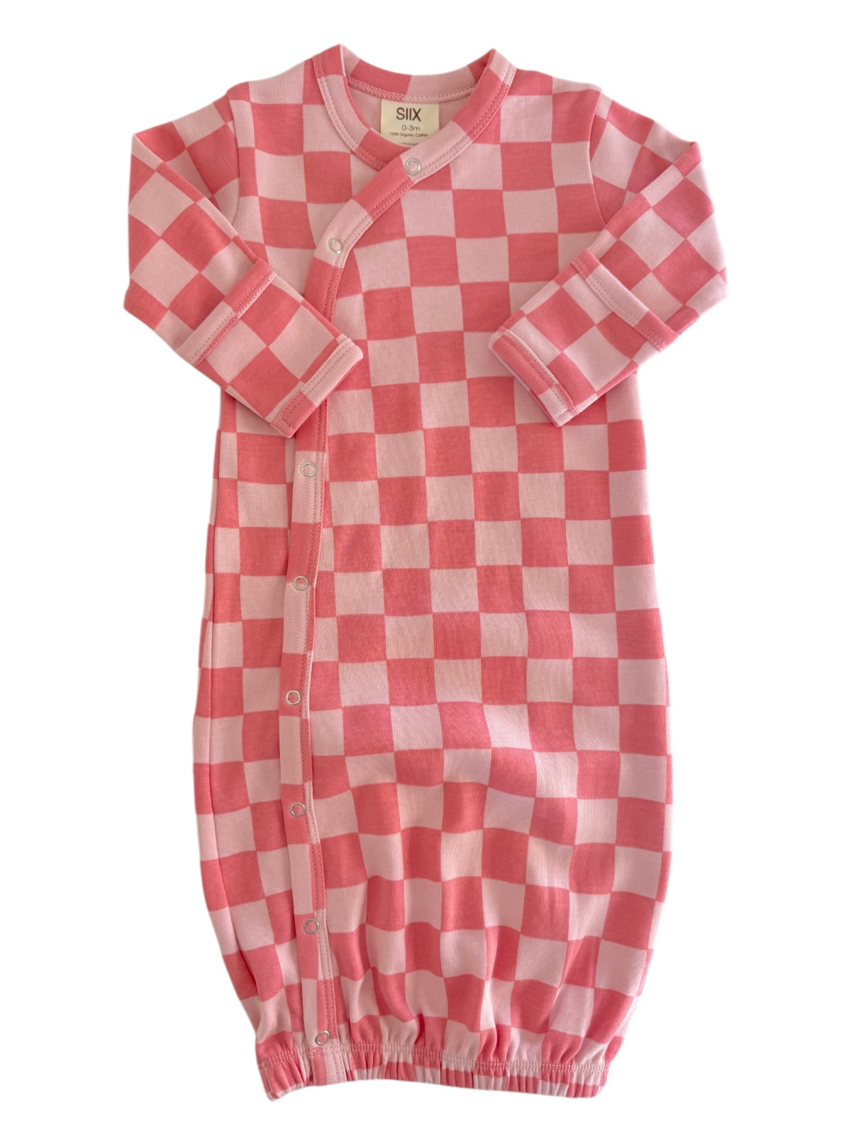 Strawberry/Rosy Checkerboard / Organic Gown