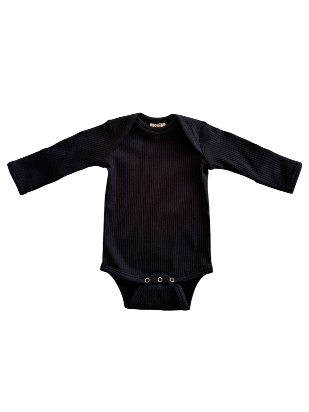 Black / Organic Ribbed Long Sleeve Bodysuit