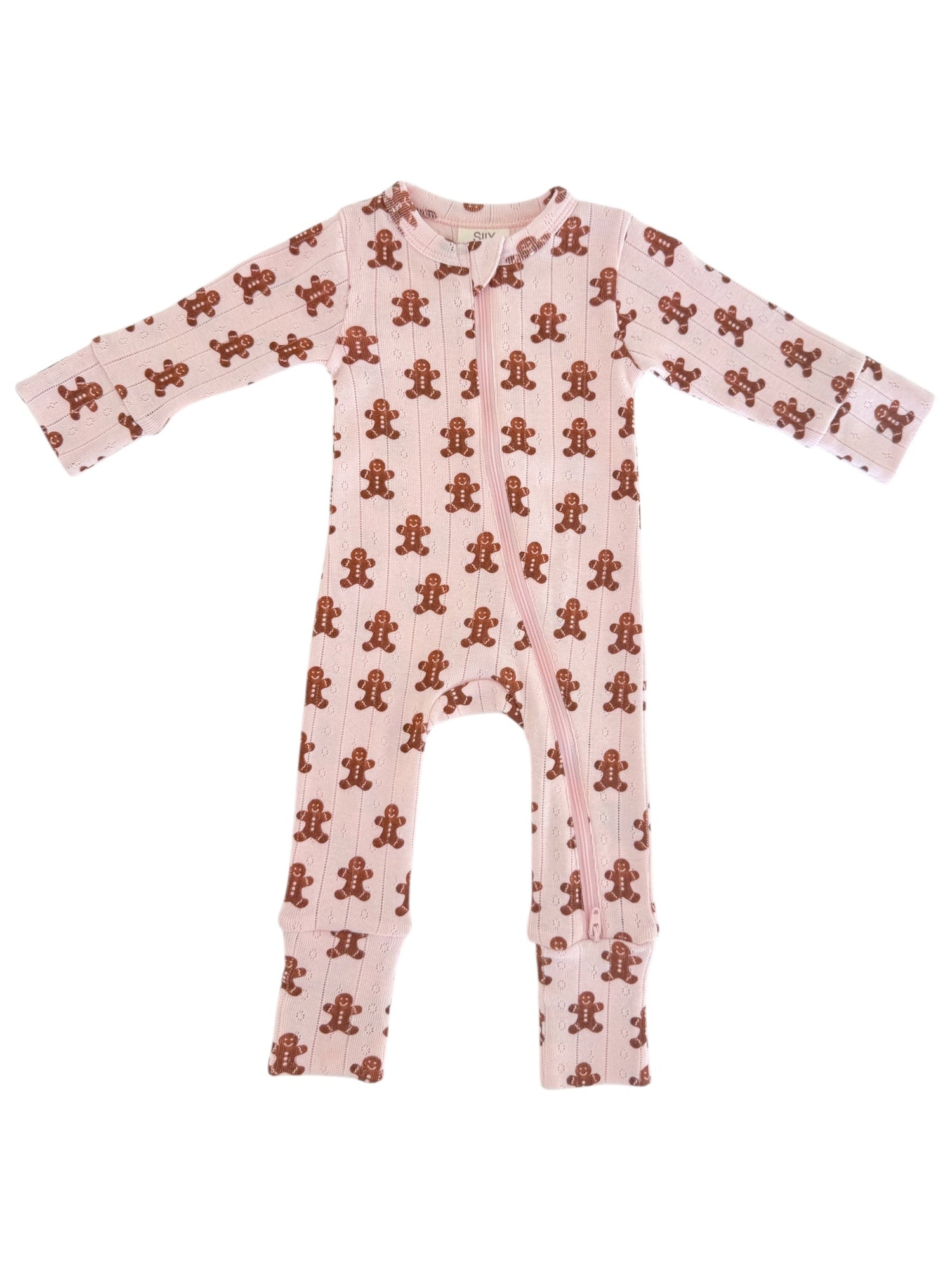 Blush Gingerbread / Organic Pointelle 2-Way Zip Romper