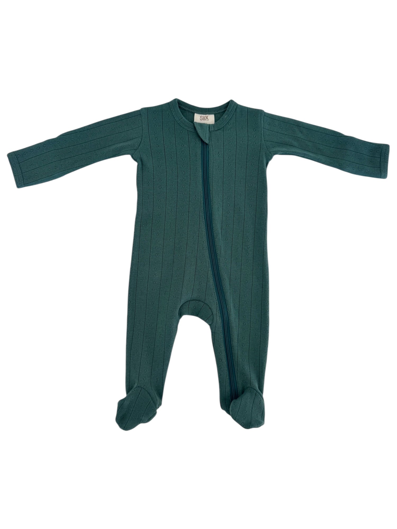 Pine / Organic Pointelle 2-Way Zip Footie