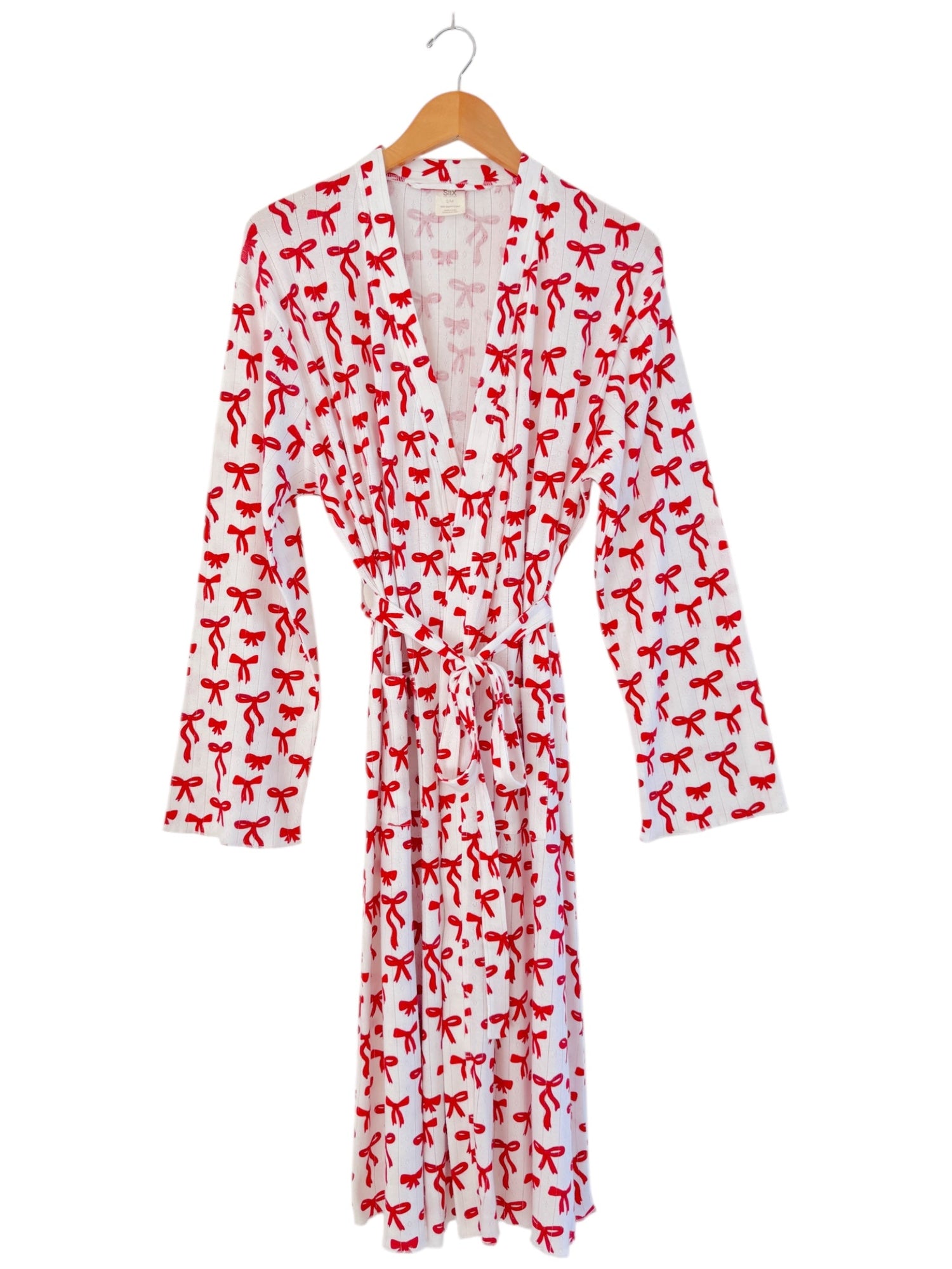 Red Bows / Organic Pointelle Women's Robe