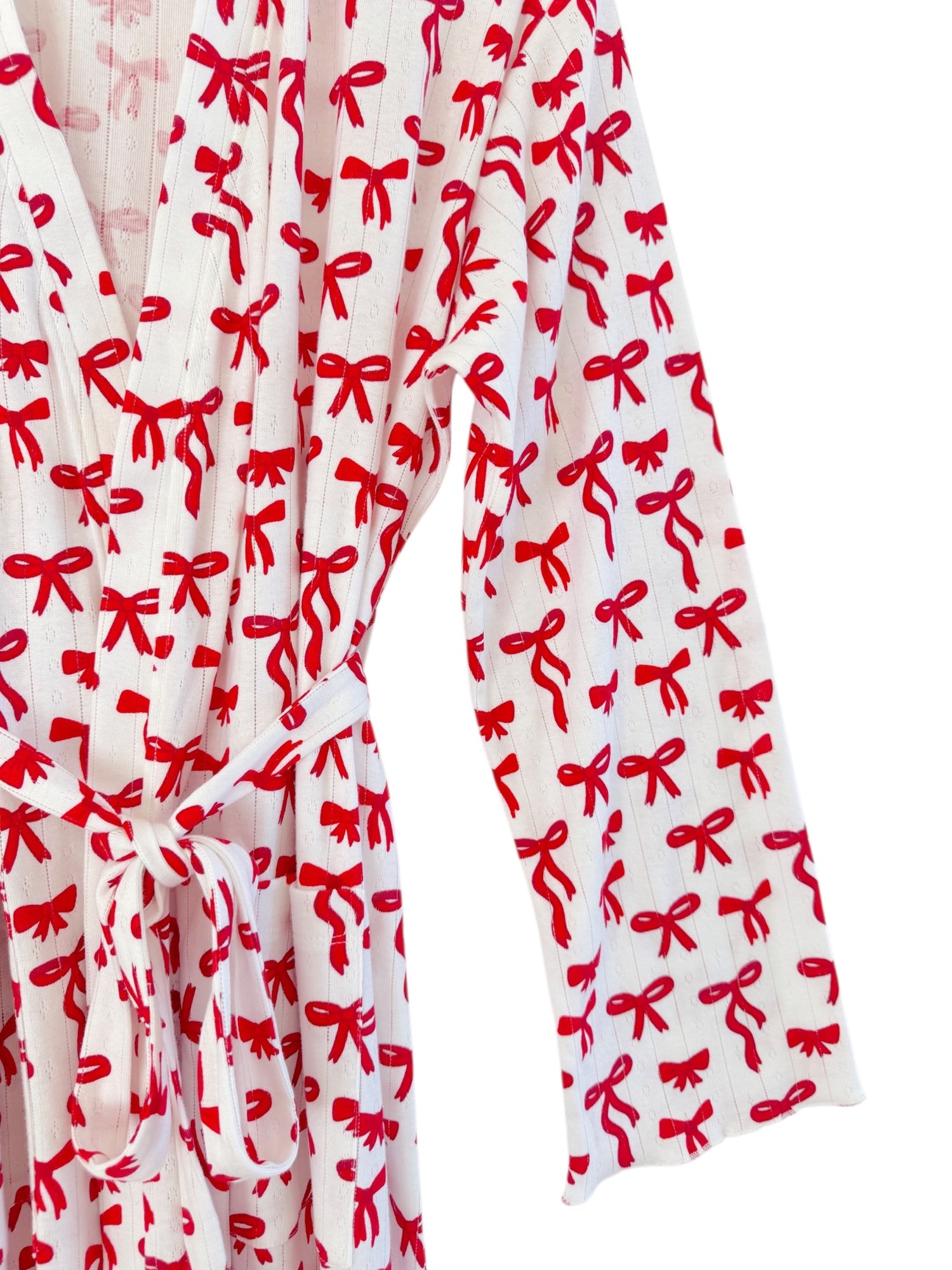 Red Bows / Organic Pointelle Women's Robe