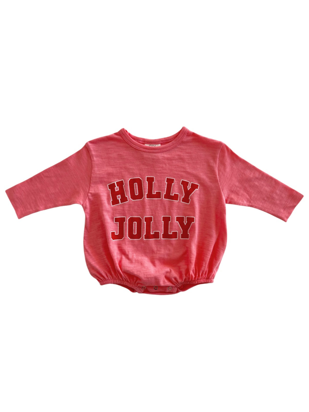 Pink long-sleeve baby bodysuit with