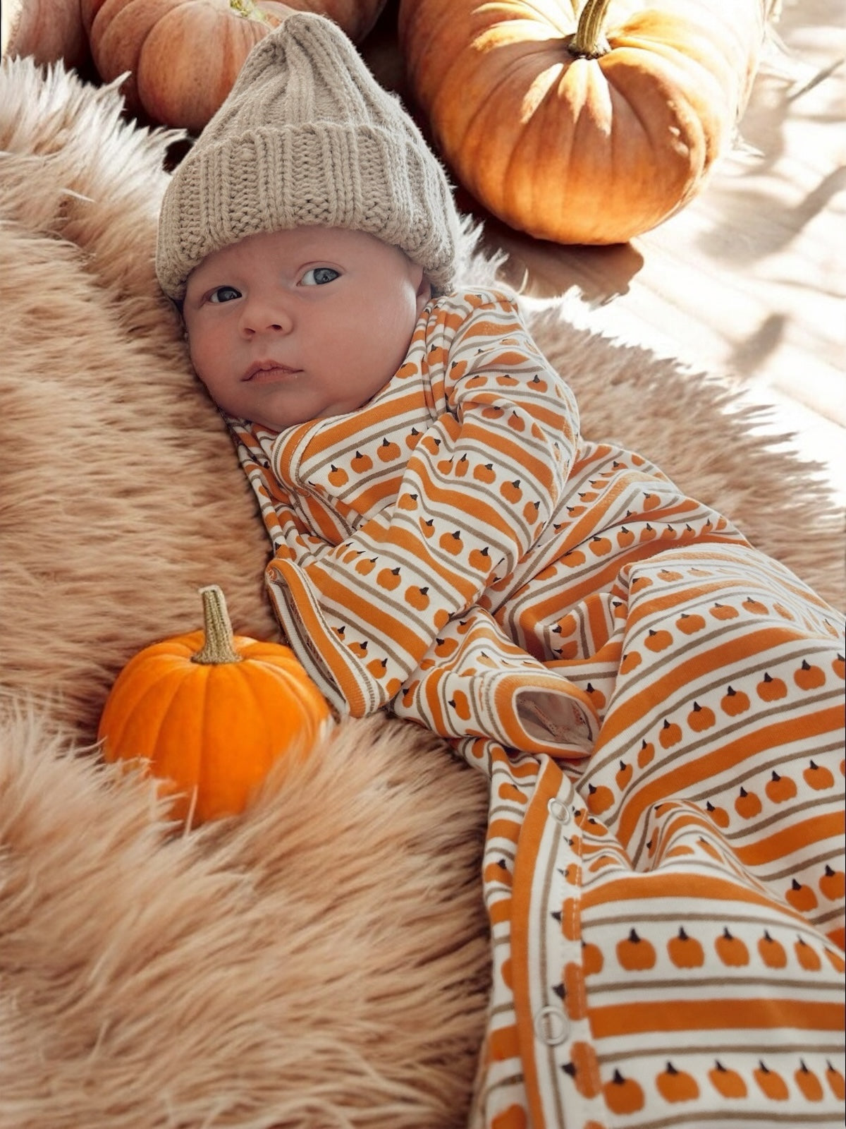 Pumpkin Stripe / Organic Gown