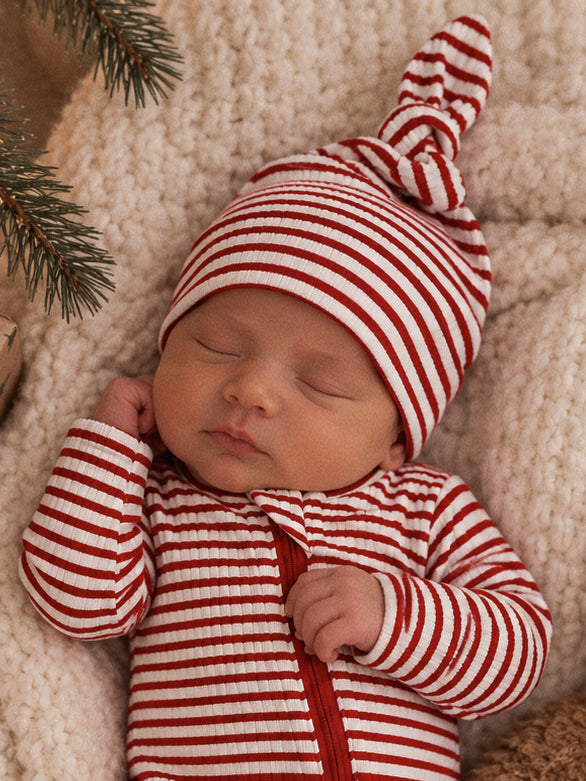 Red Stripe / Ribbed Beanie