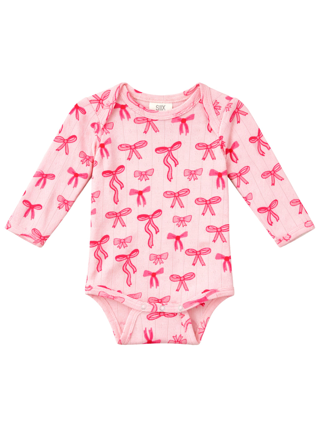 Pink Bows / Organic Pointelle Long Sleeve Bodysuit