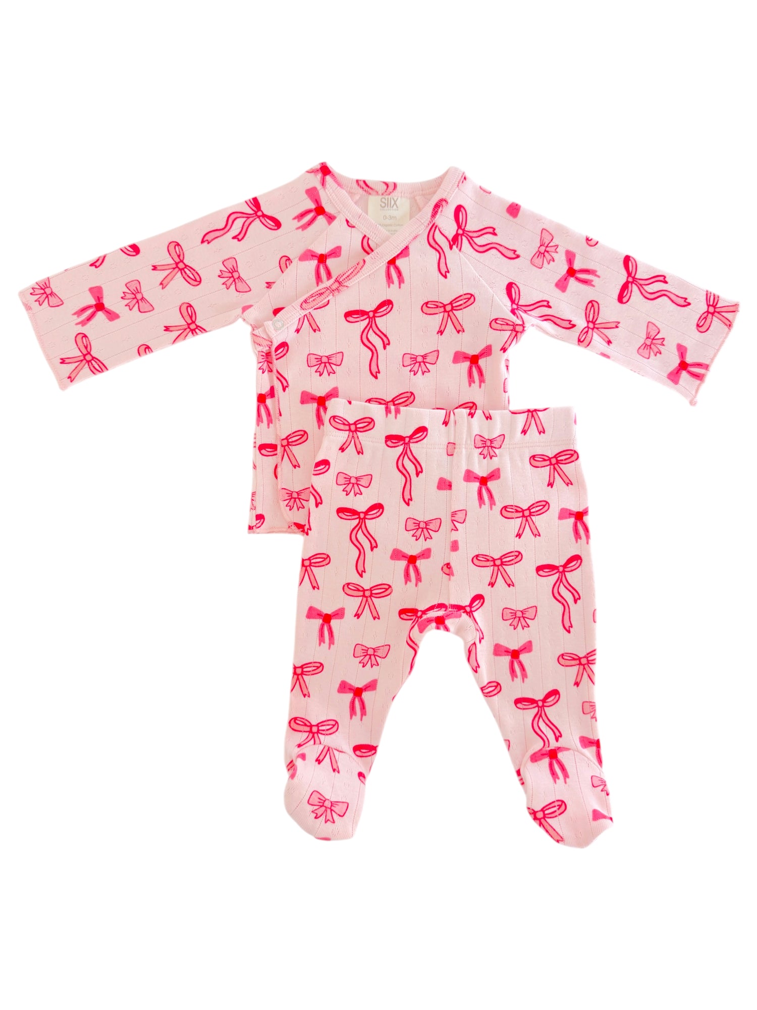 Pink Bows / Organic Pointelle Newborn Set
