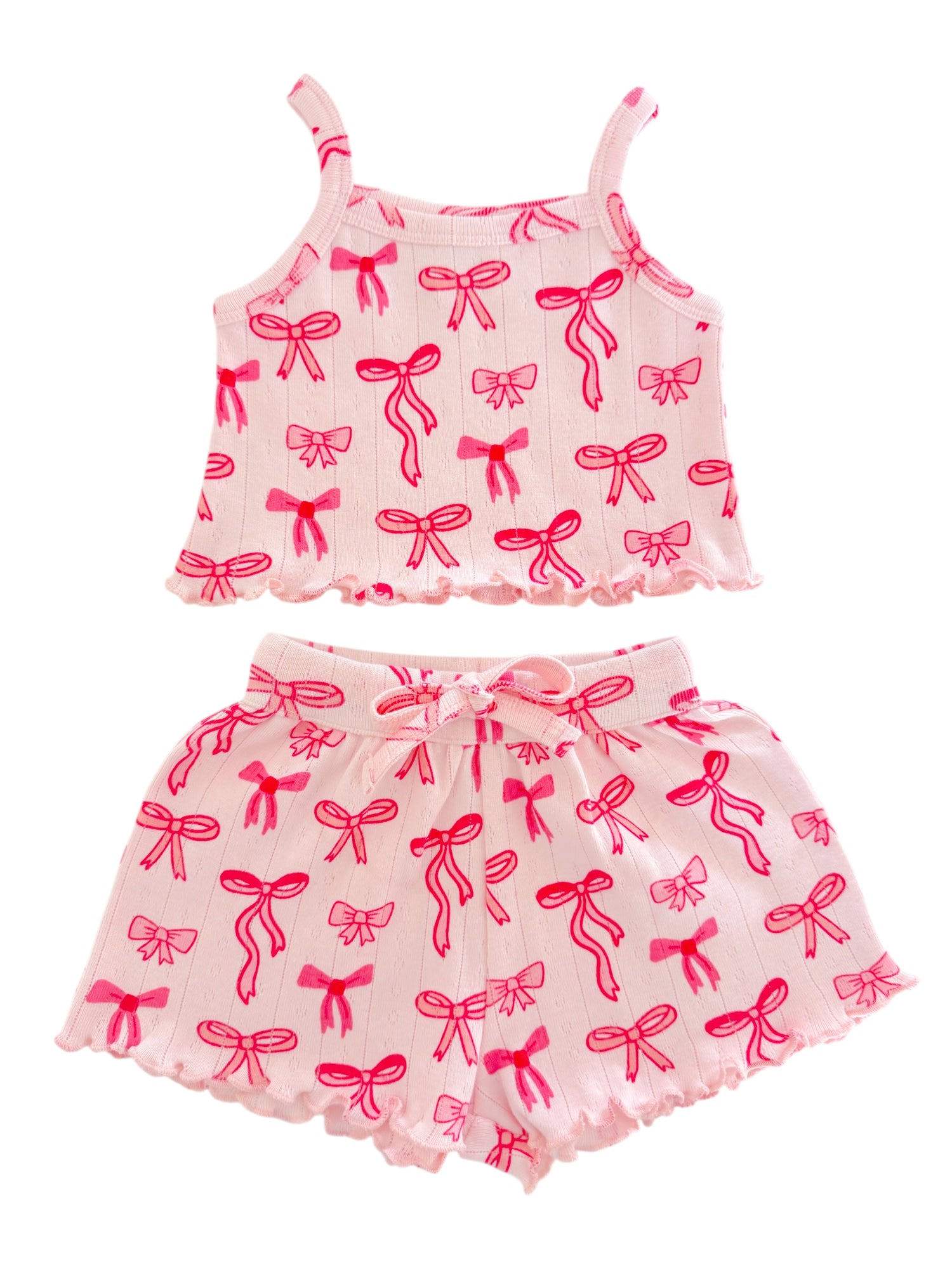 Pink Bows / Organic Pointelle Summer Set