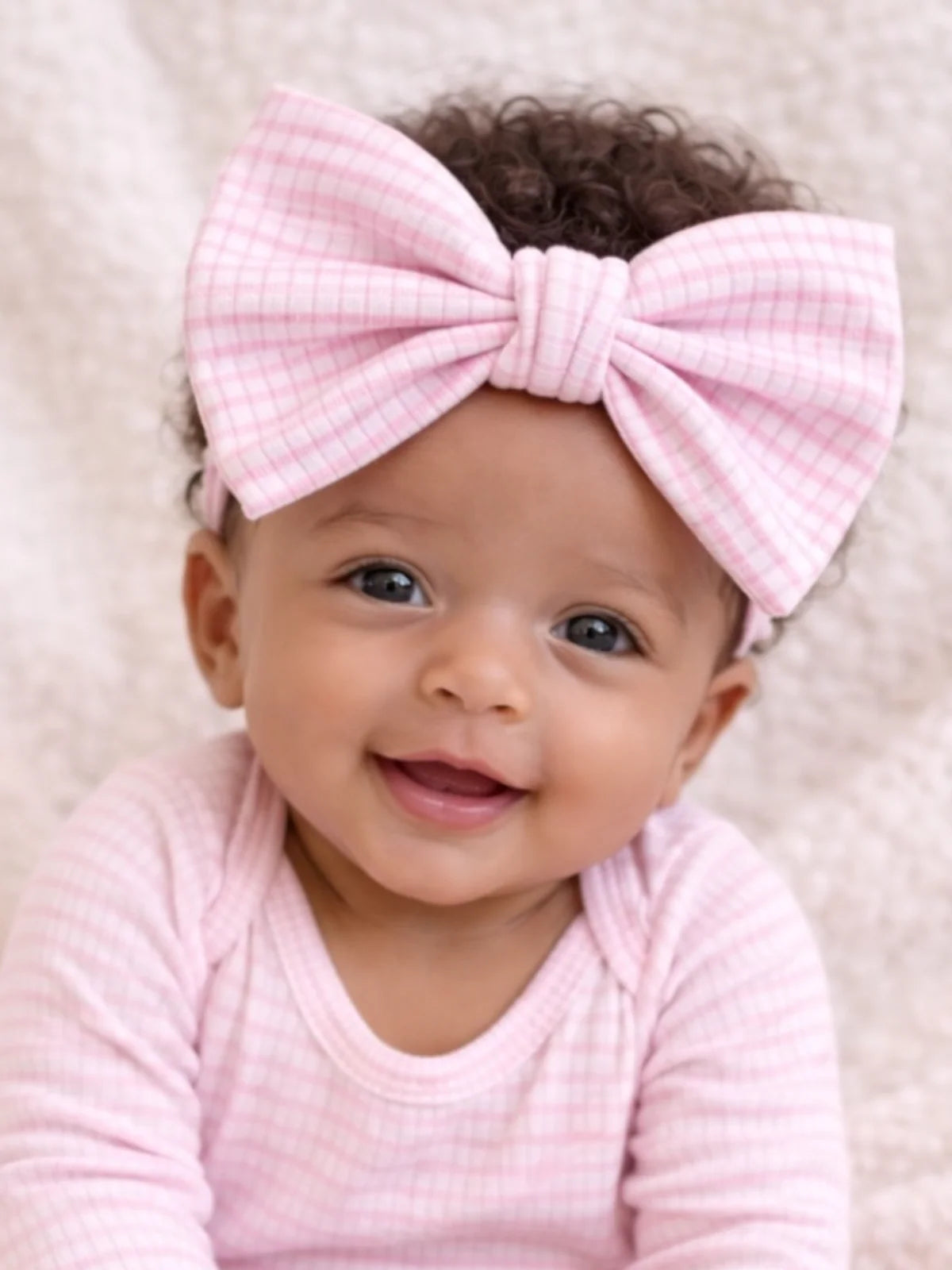 Pink Stripe / Ribbed Bow