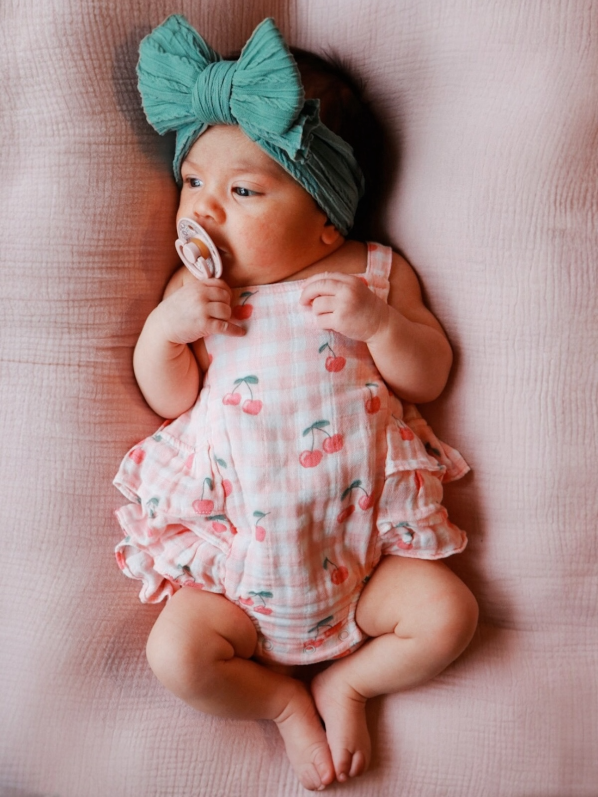 Gingham Cherries / Muslin Ruffle Sunsuit