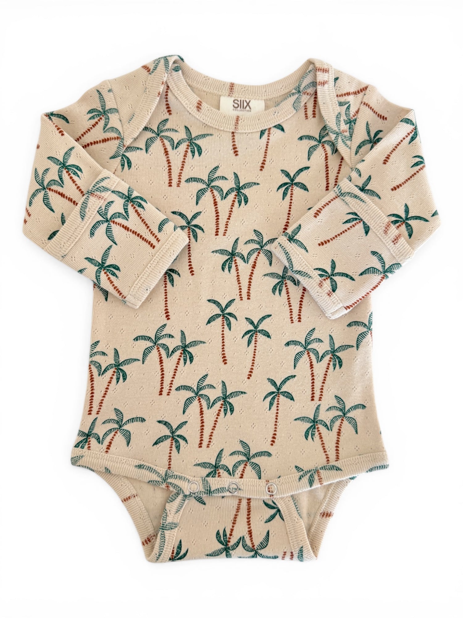 Palm Tree / Organic Pointelle Long Sleeve Bodysuit