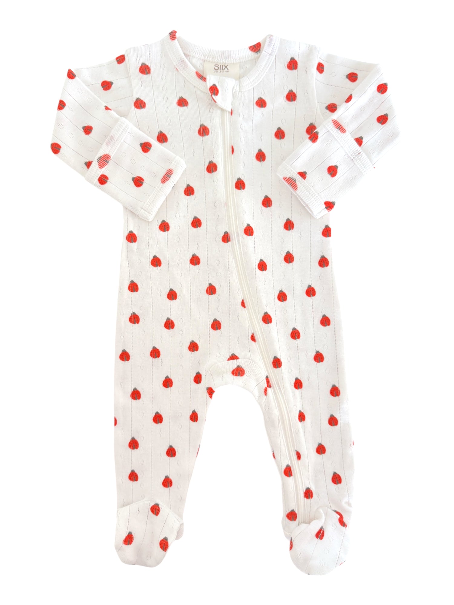 Ladybug / Organic Pointelle 2-Way Zip Footie