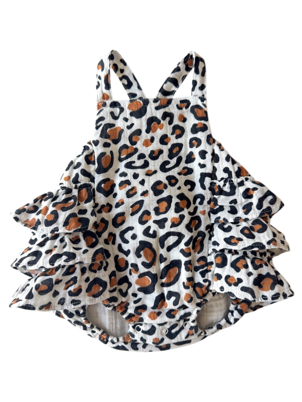 Leopard / Muslin Ruffle Sunsuit