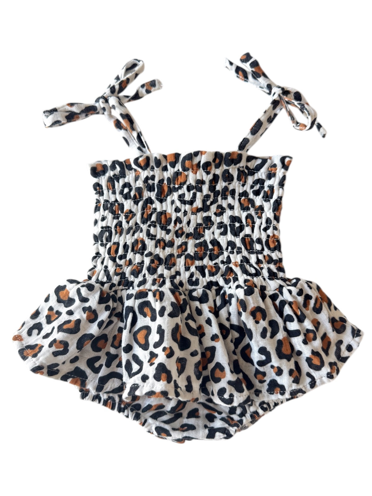Leopard / Muslin Smocked Bubble w/ Skirt