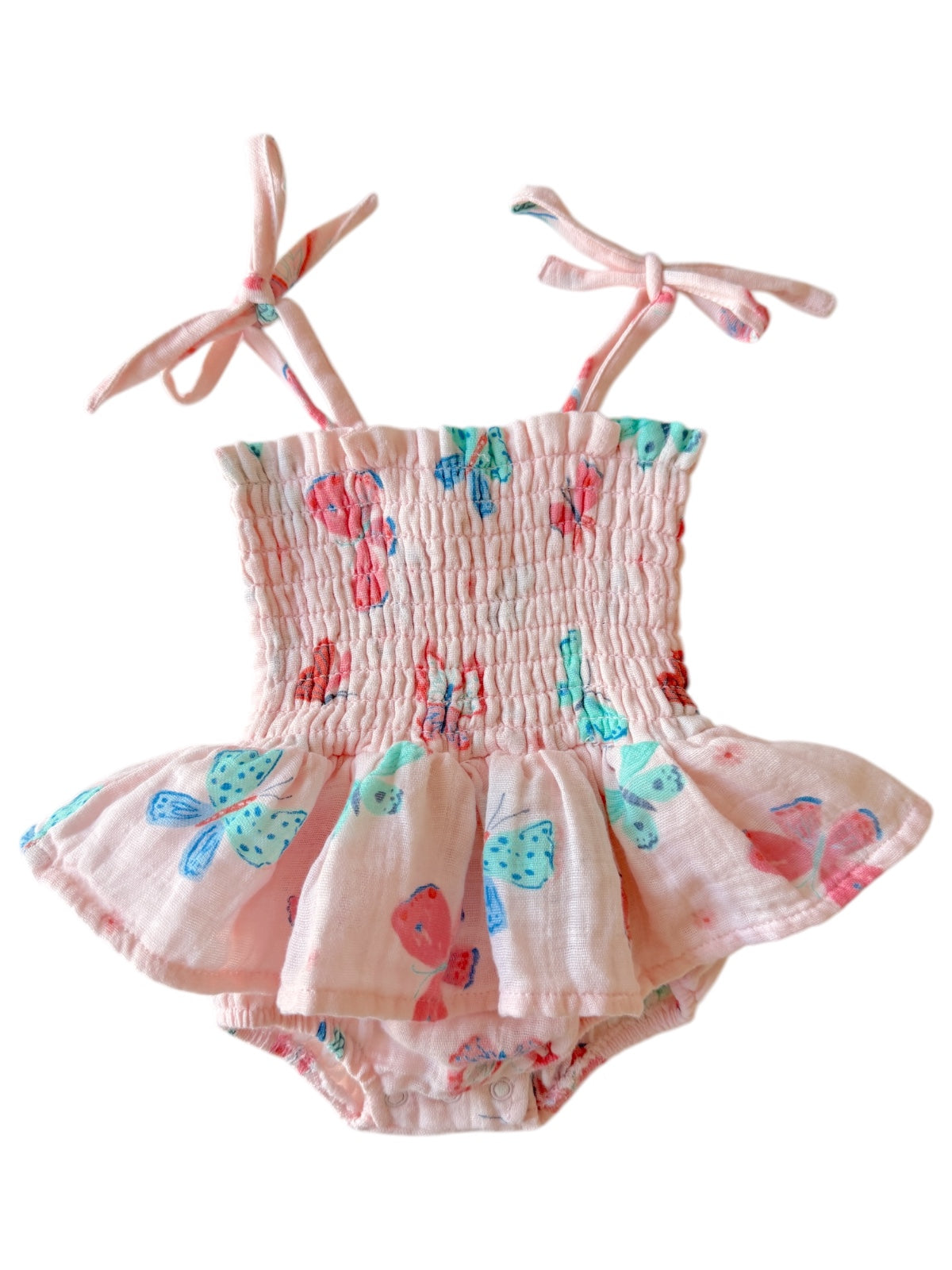 Whimsical Butterflies / Muslin Smocked Bubble w/ Skirt