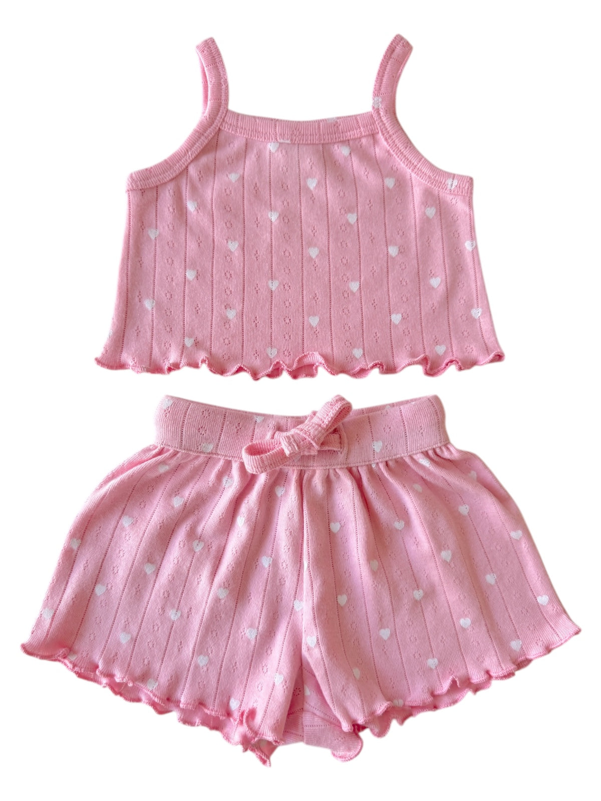 Pink with White Heart / Organic Pointelle Summer Set