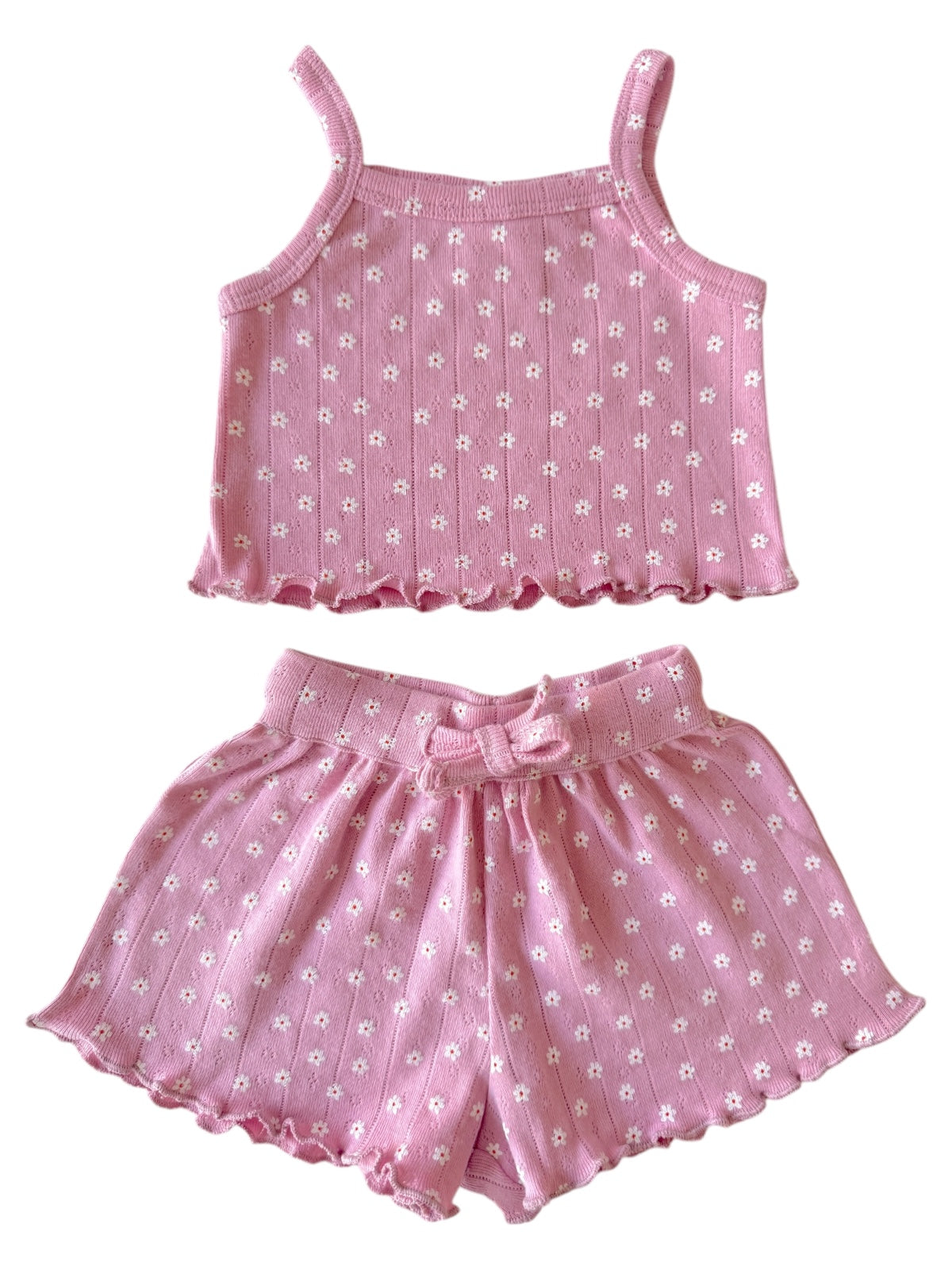 Pink Flower / Organic Pointelle Summer Set