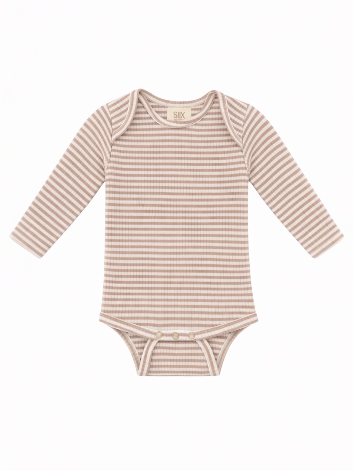 Tan Stripe / Ribbed Long Sleeve Bodysuit