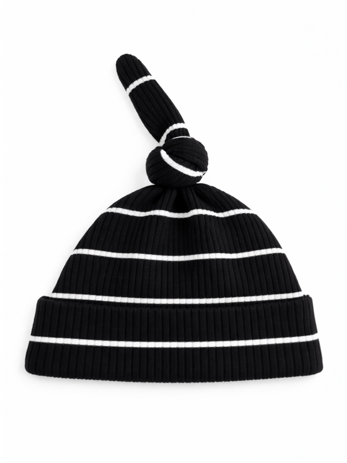 Black/White Stripe / Ribbed Beanie