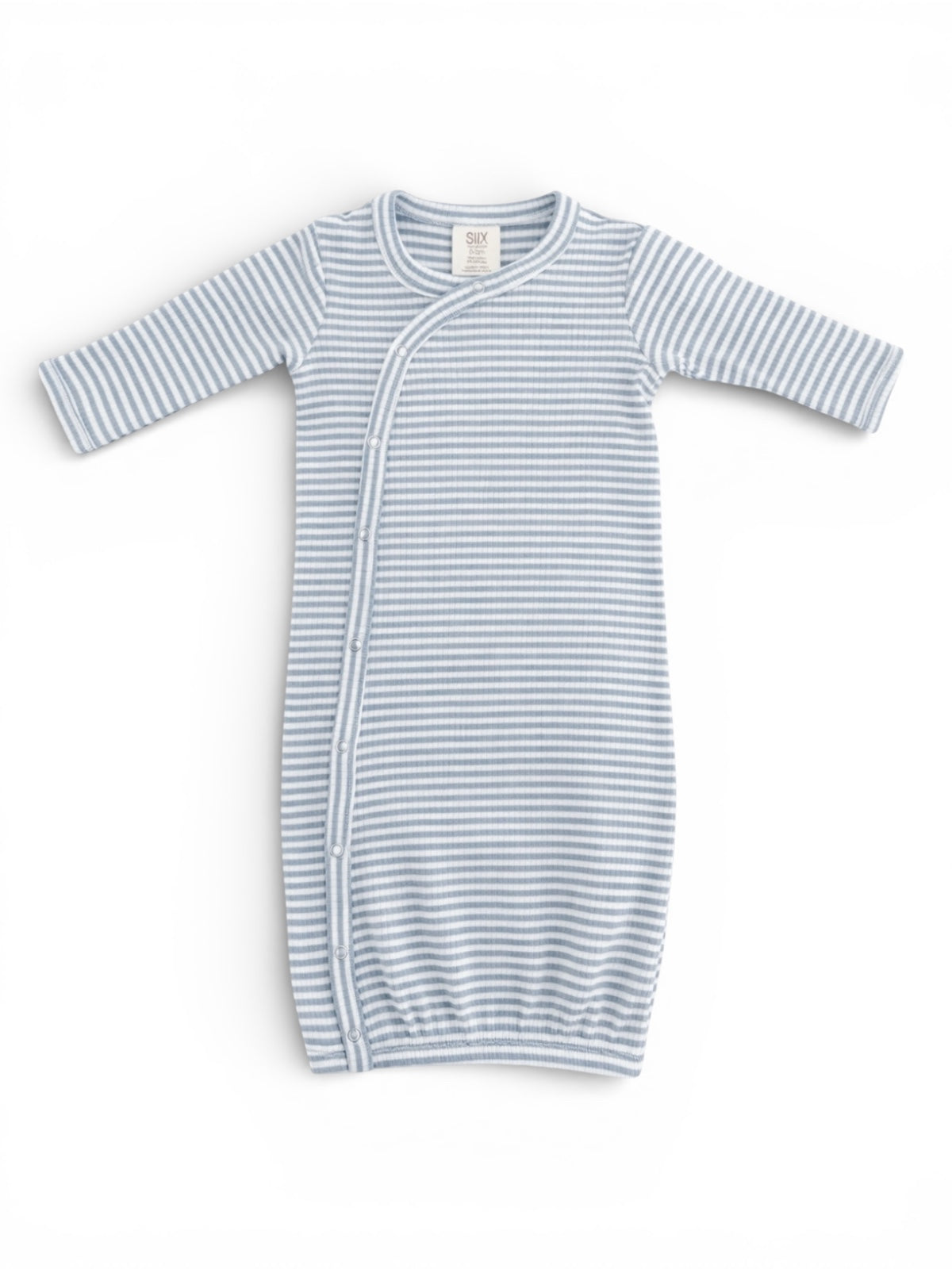 Dusty Blue Stripe / Ribbed Gown