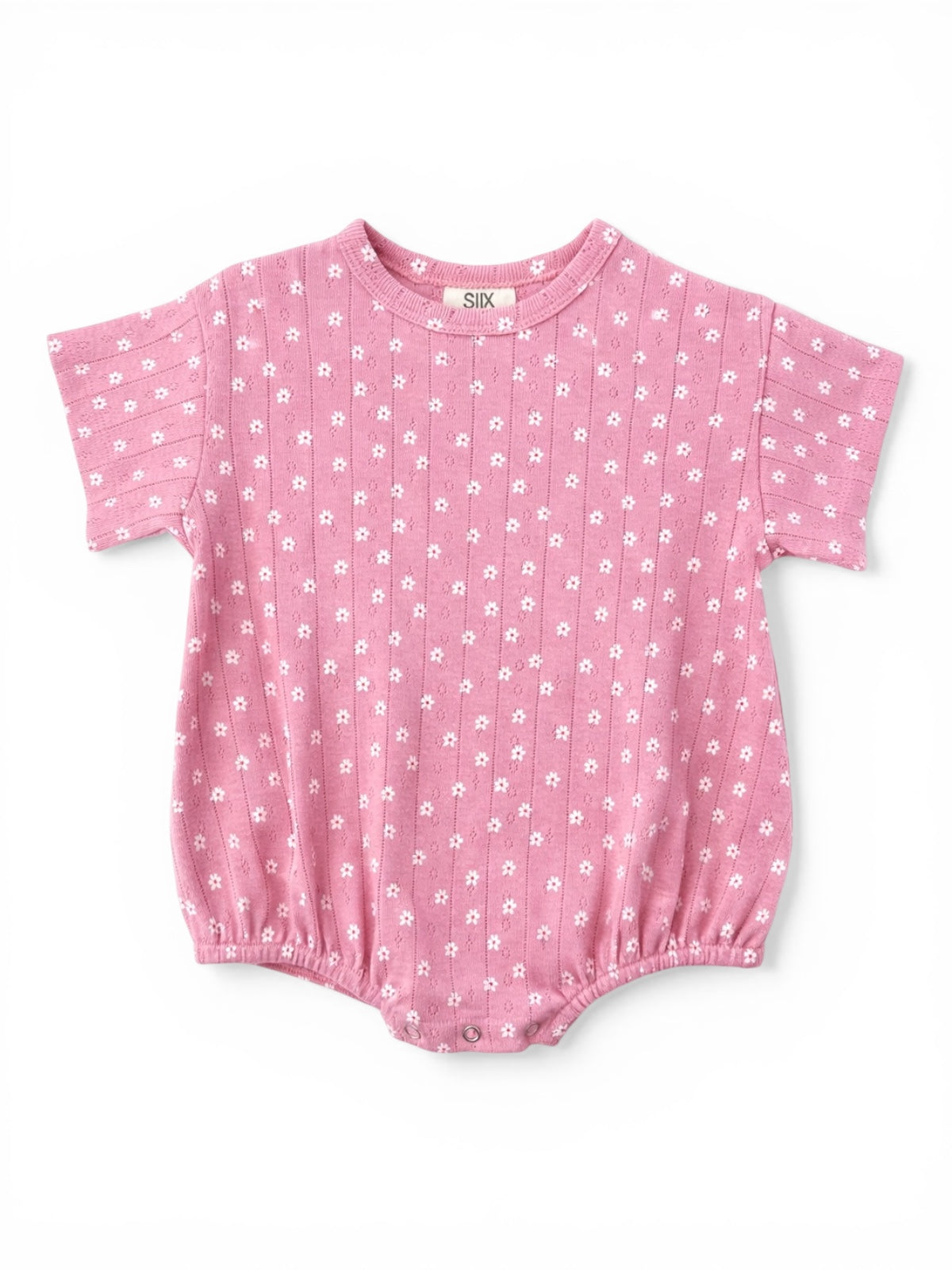 Pink Flower / Organic Pointelle T-Shirt Bubble