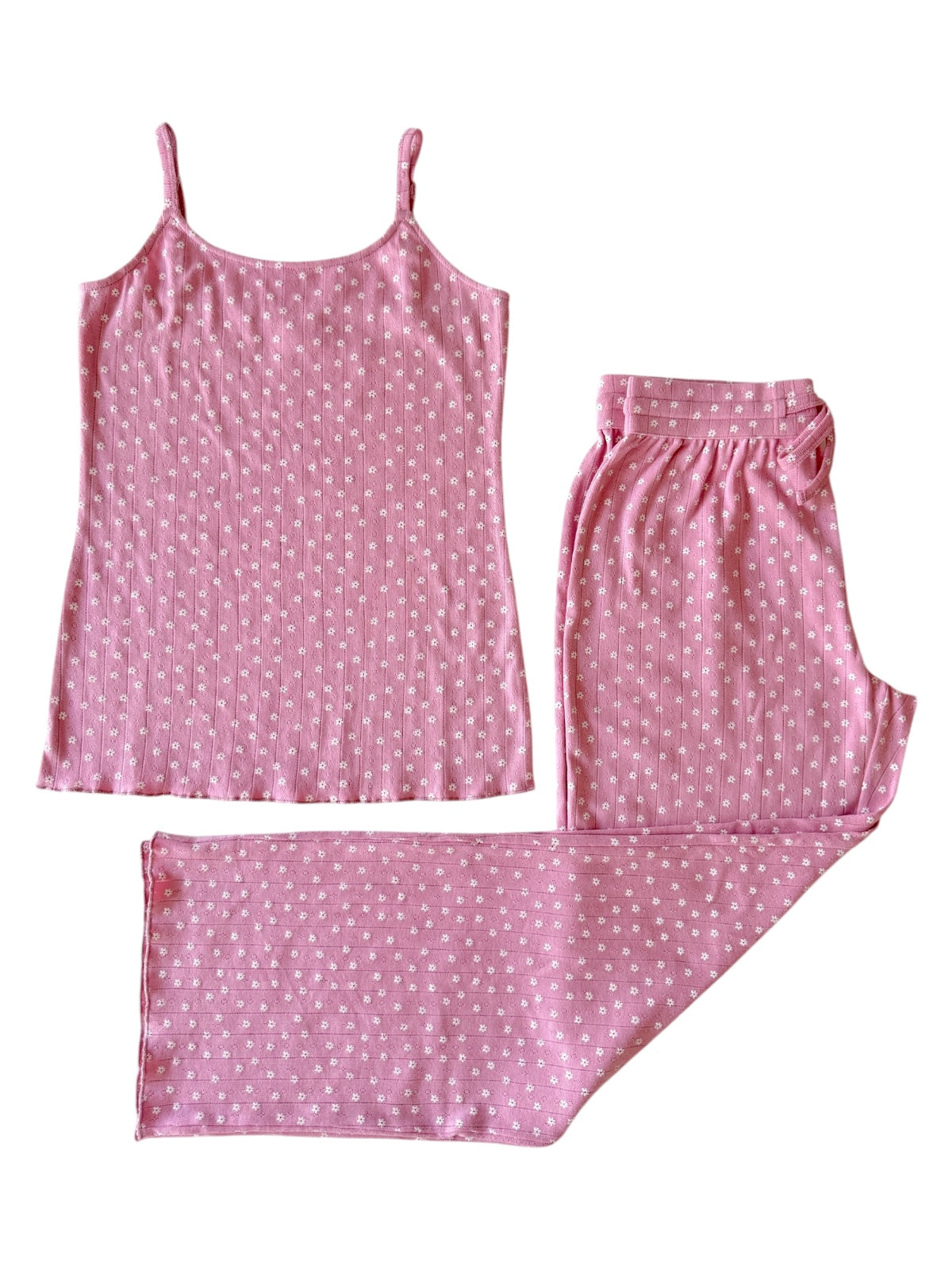 Pink Flower / Organic Pointelle Women's Cami Lounge Set