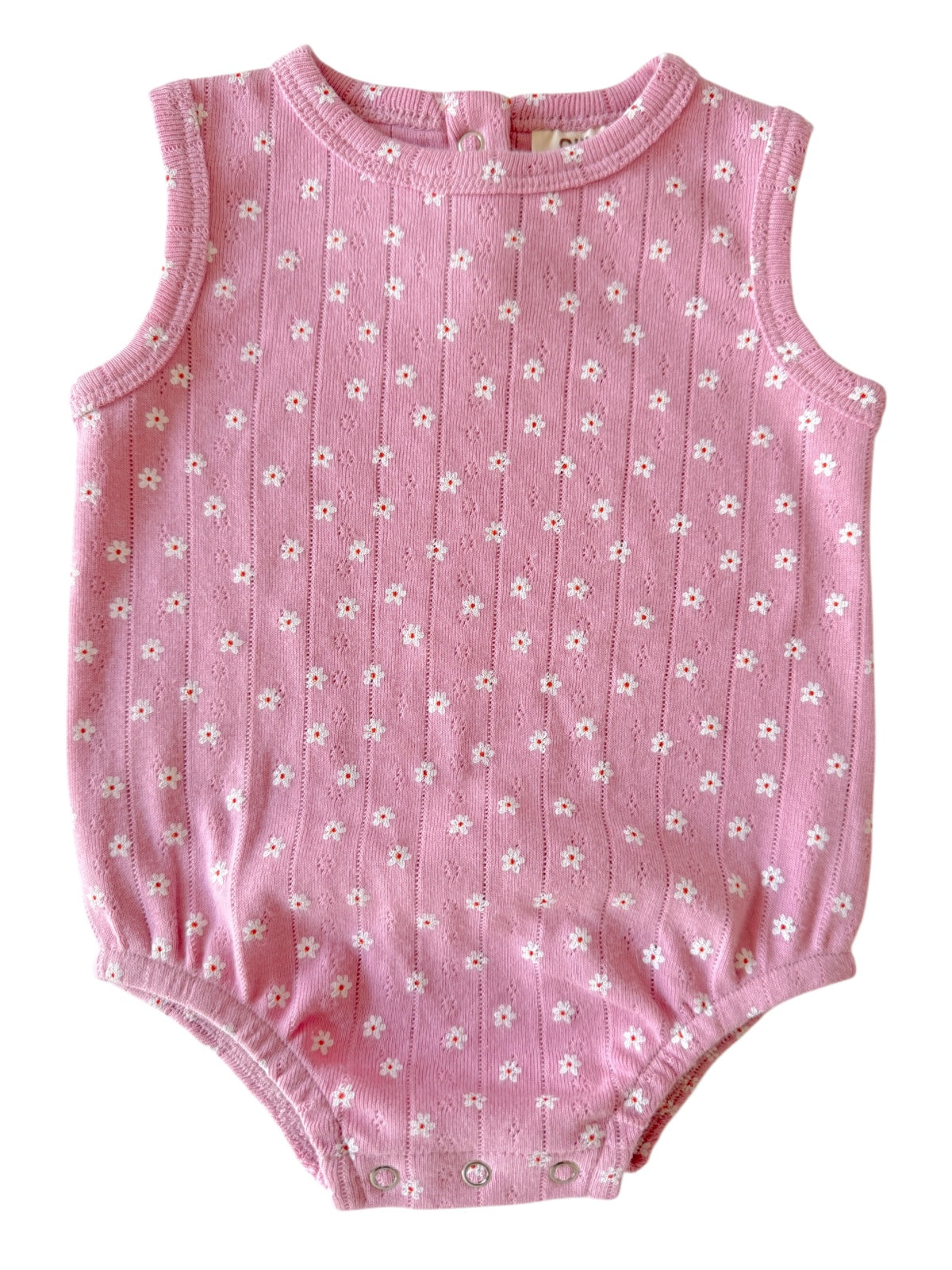 Pink Flower / Organic Pointelle Dune Bubble