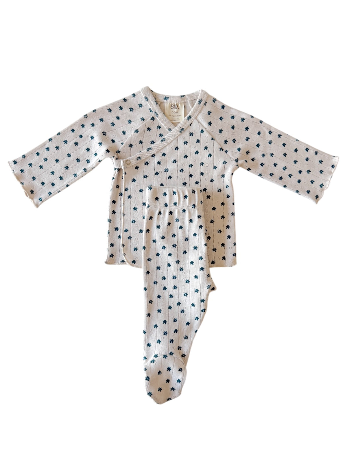 Blue Flower / Organic Pointelle Newborn Set