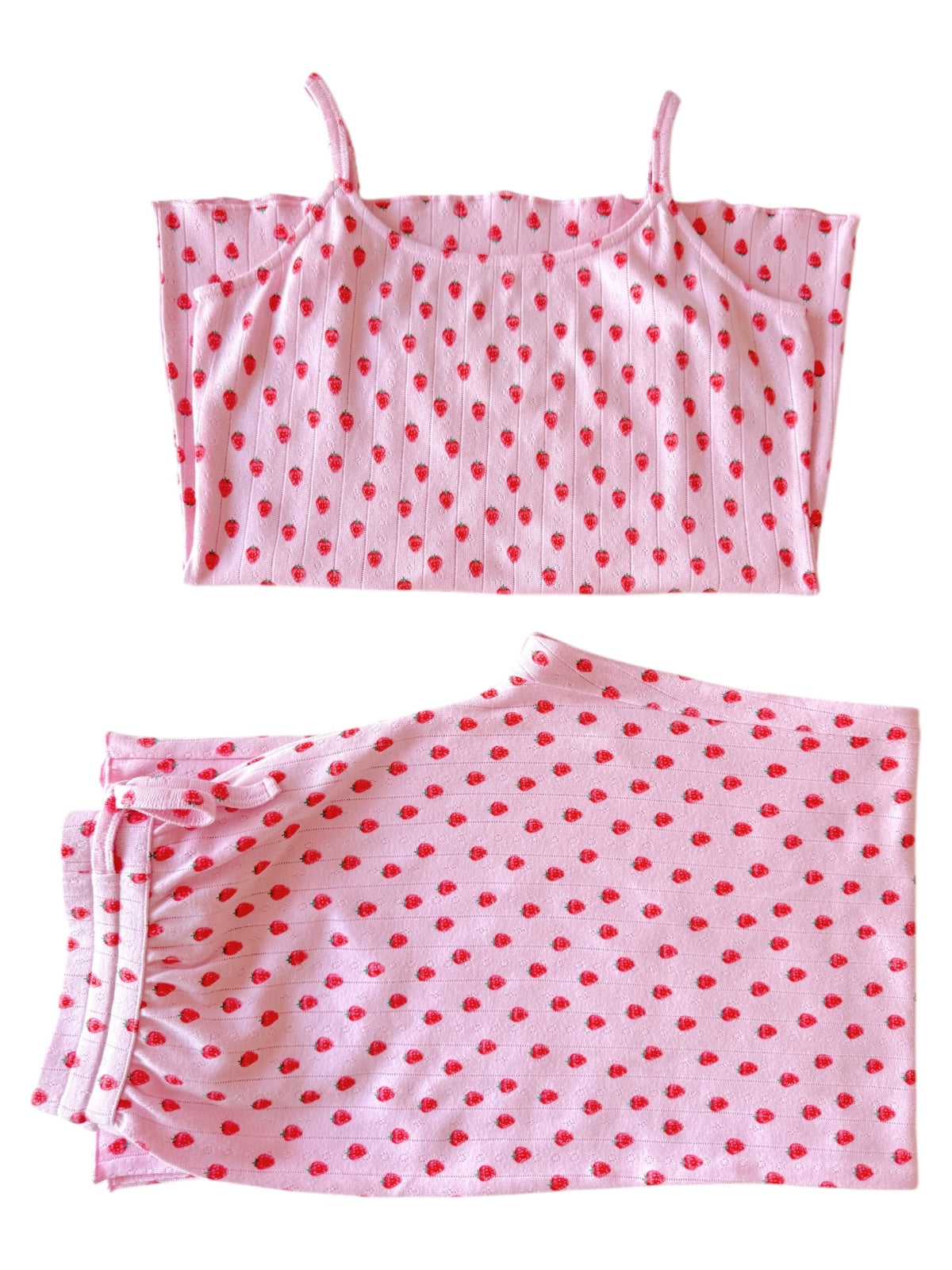 Pink Strawberry / Organic Pointelle Women's Cami Lounge Set
