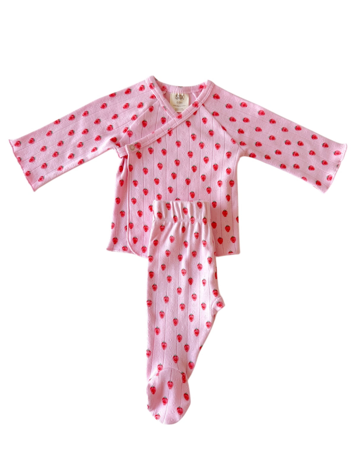 Pink Strawberry / Organic Pointelle Newborn Set