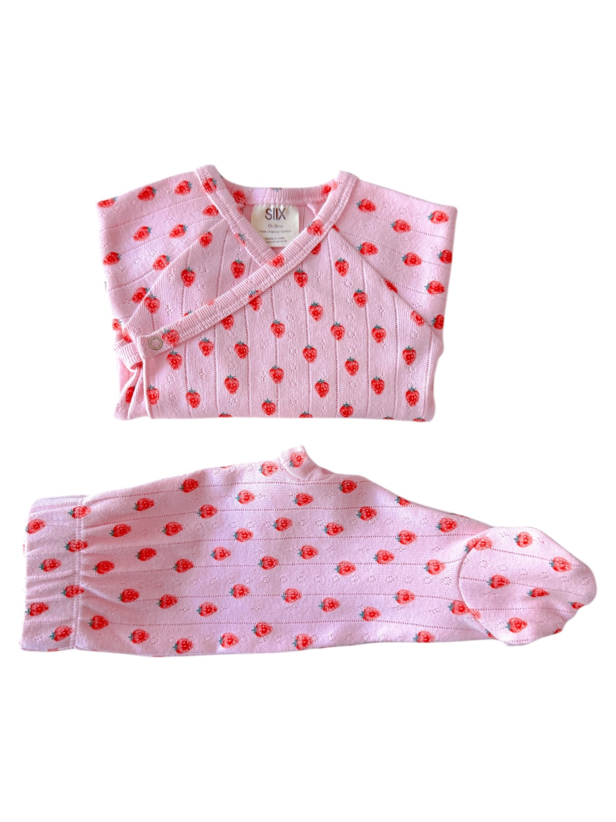 Pink Strawberry / Organic Pointelle Newborn Set