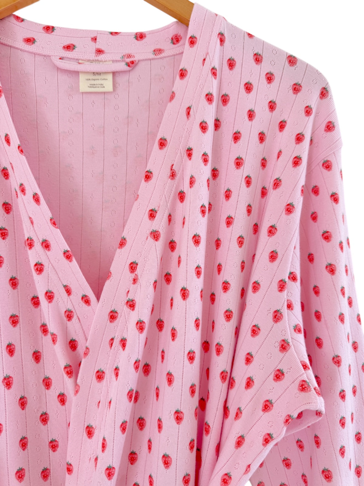 Pink Strawberry / Organic Pointelle Women's Robe
