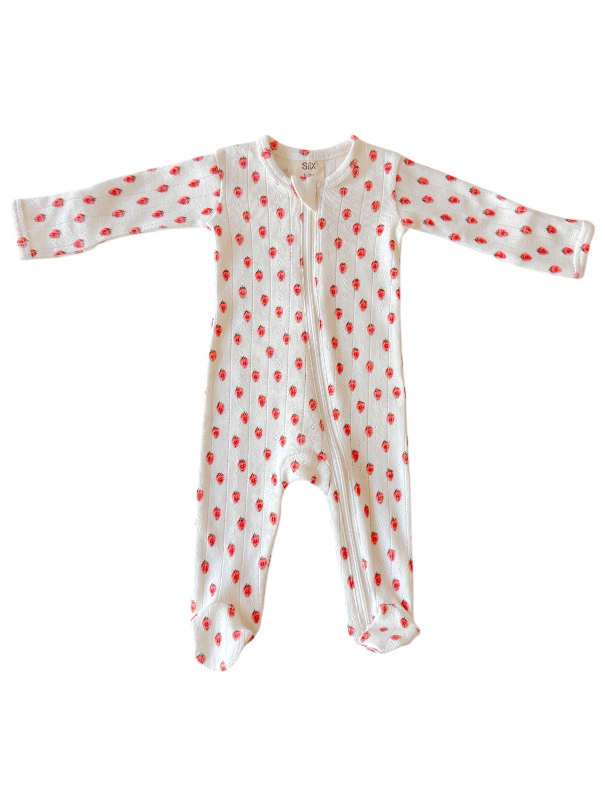 White Strawberry / Organic Pointelle 2-Way Zip Footie