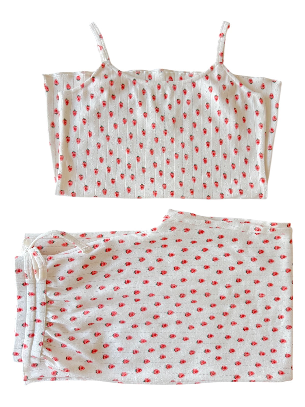 White Strawberry / Organic Pointelle Women's Cami Lounge Set