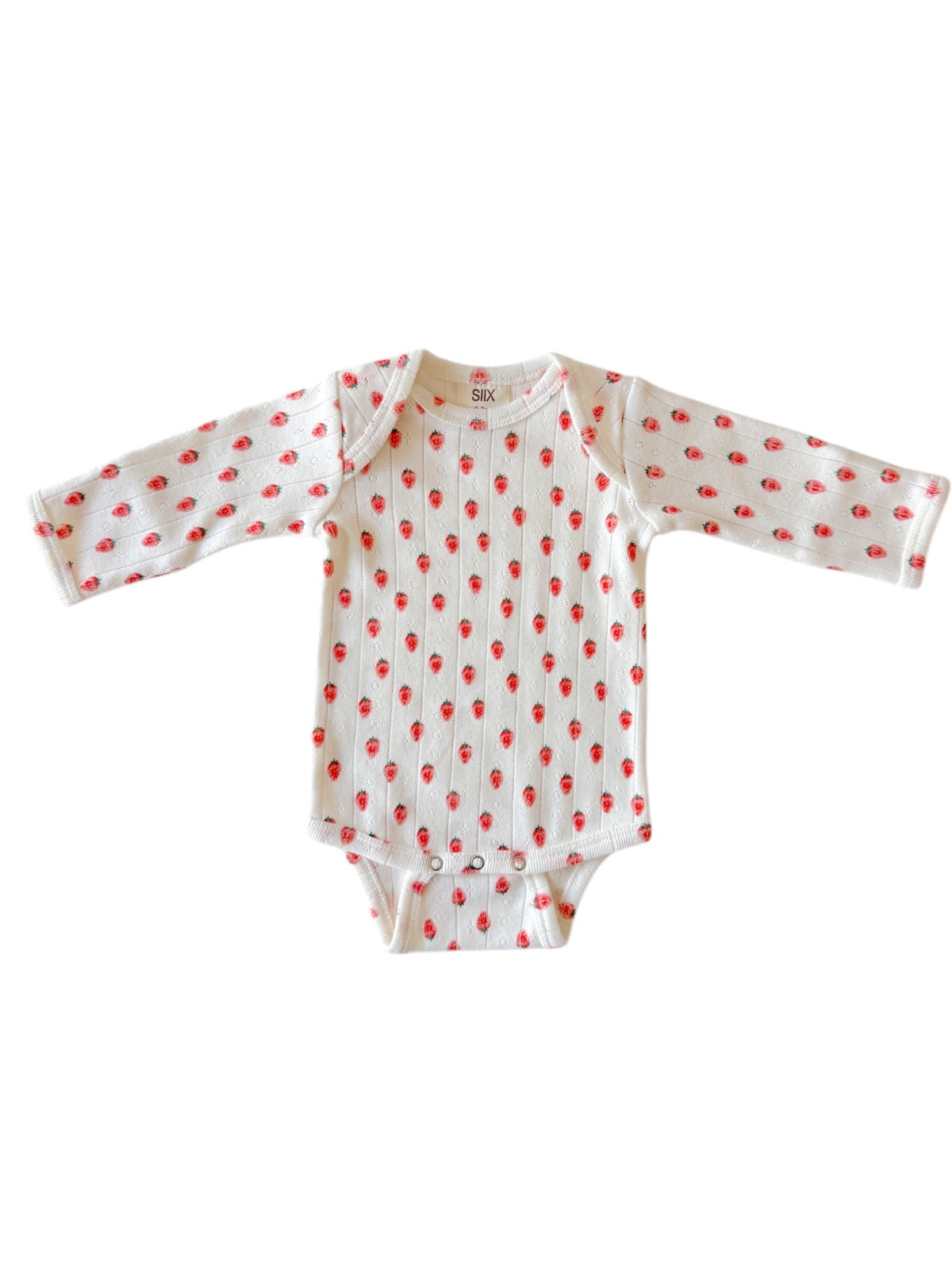 White Strawberry / Organic Pointelle Long Sleeve Bodysuit