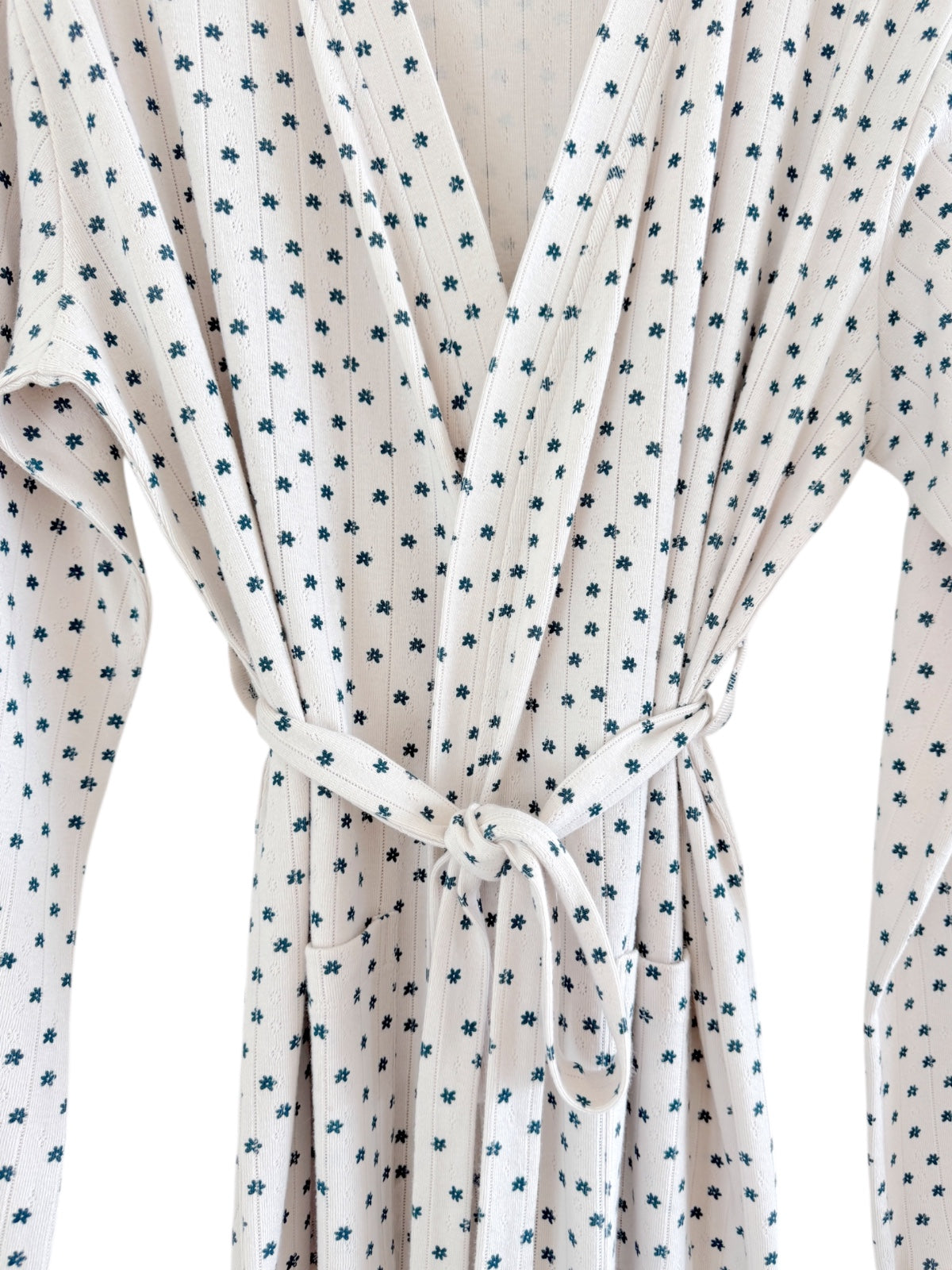 Blue Flower / Organic Pointelle Women's Robe