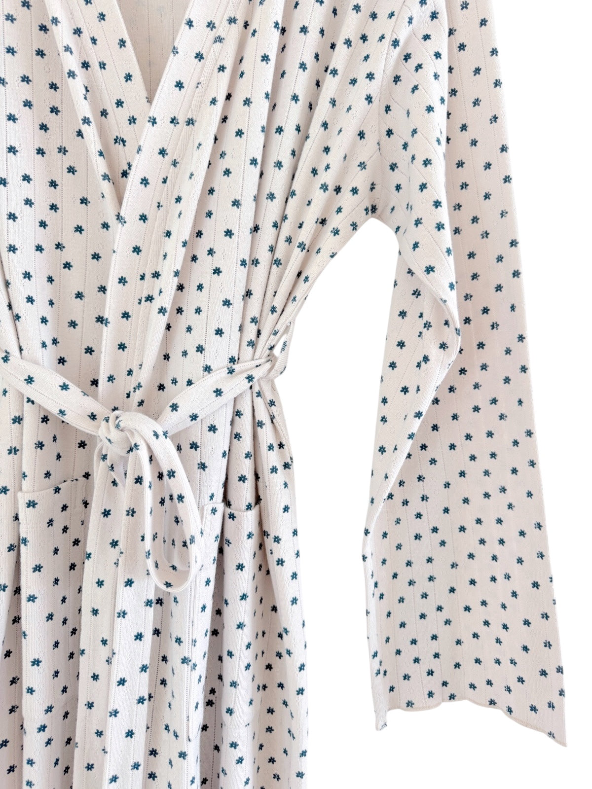 Blue Flower / Organic Pointelle Women's Robe